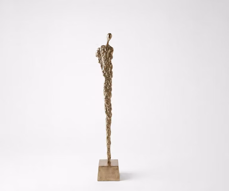 Handgemaakt aluminium beeldje Aureon in champagnekleur, B: 14 cm, D: 14 cm, H: 91 cm