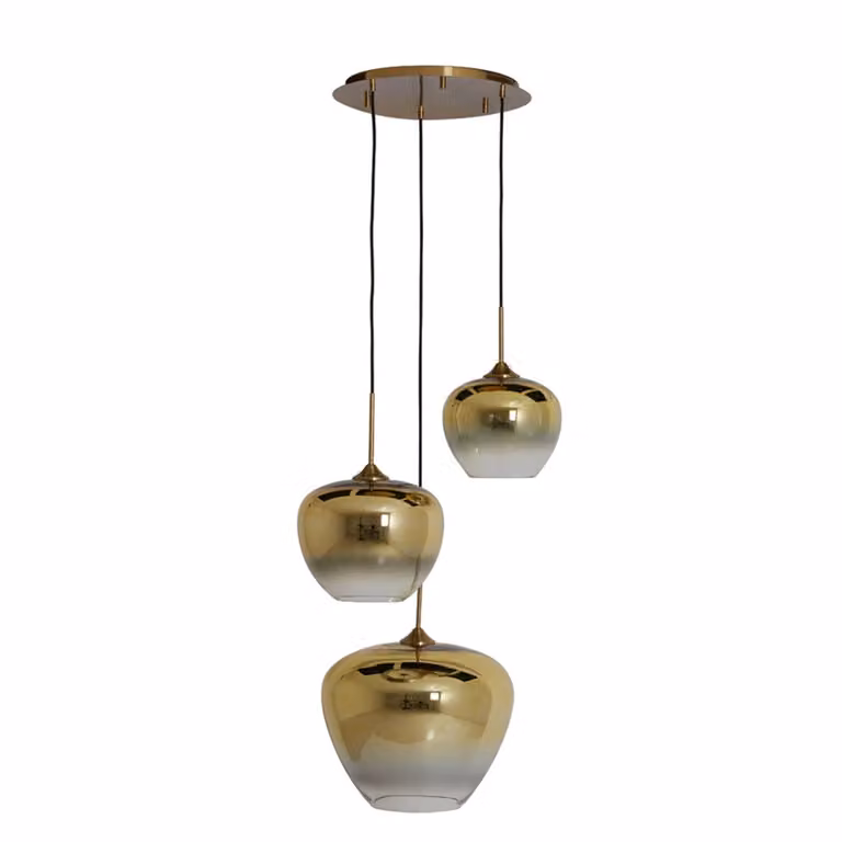 Light & Living Hanglamp Mayson 3-lichts Goud/Messing Glas B: 40 cm, H: 160 cm