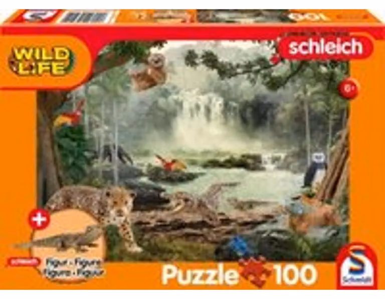 Schmidt Spiele Schleich Wilde dieren - In het regenwoud met krokodillenkroes (100 onderdelen)