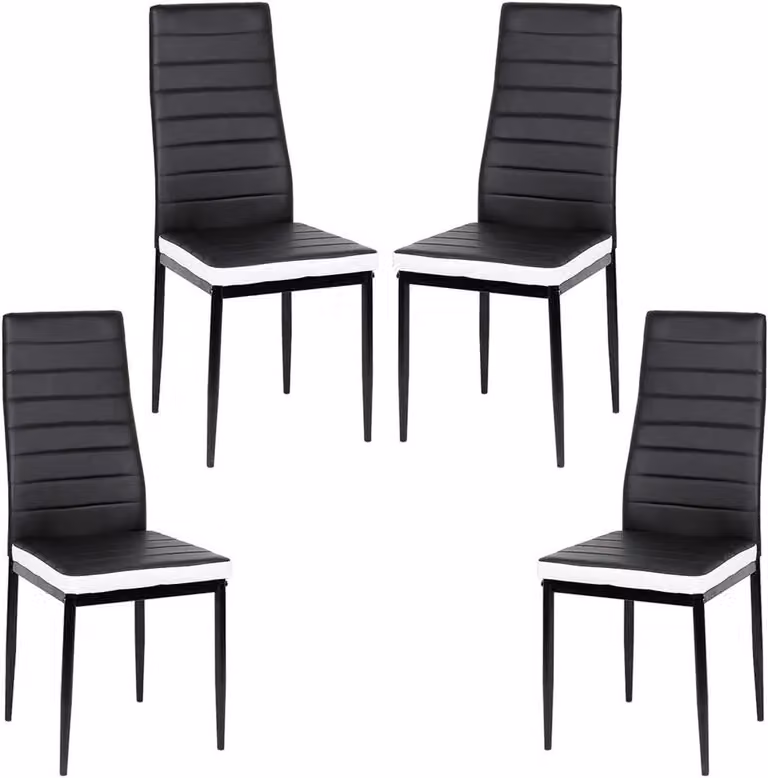 Set van eetkamerstoelen voor keuken of eetkamer, zwart wit, B/D/H: 48 x 42 x 98 cm