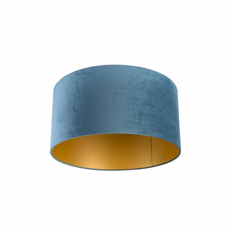 Qazqa Velours lampenkap blauw met gouden binnenkant B/D/H: 50 x 50 x 25 cm