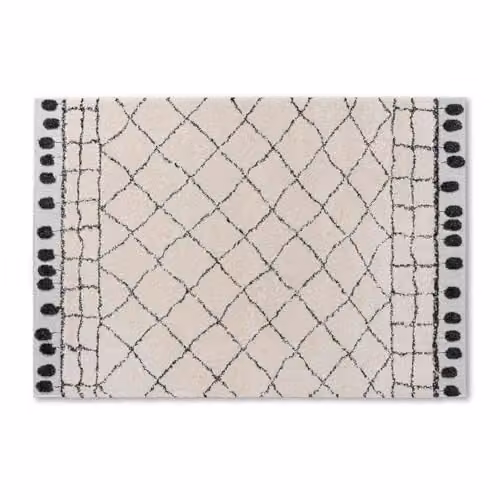 Schöner Wohnen Kollektion Modern Hoogpolig Vloerkleed met Diamantpatroon Wit, B/D: 140 x 200 cm