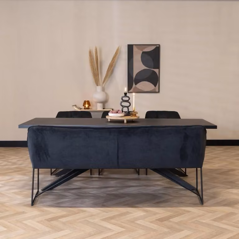 Scandinavische eetkamerbank Bronx71 zwart, Breedte: 220 cm