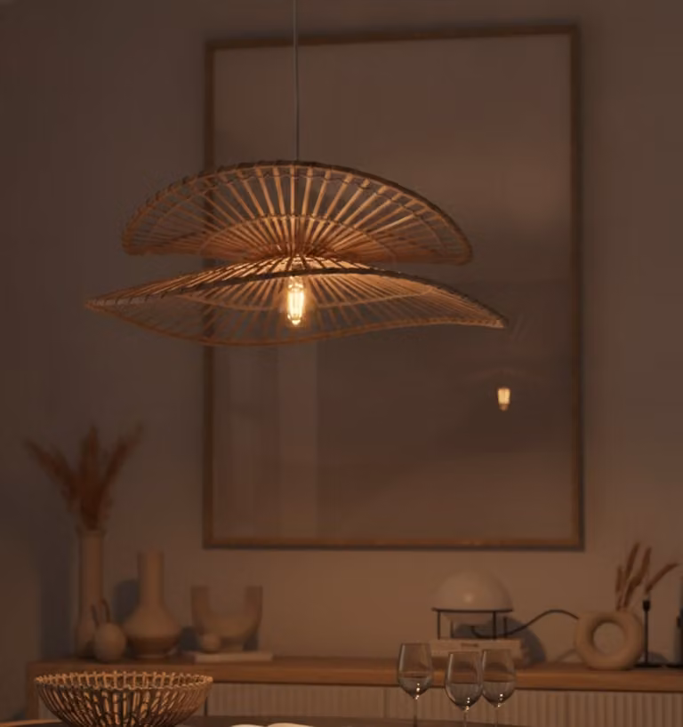 Lyora Rotan Hanglamp Artic - Rond - Brons/Wit - Diameter: 60 cm