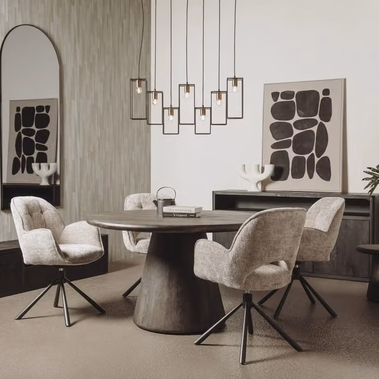 Tower Living Asti Ronde Eetkamertafel van Mango Hout - Bruin - Diameter: 130 cm