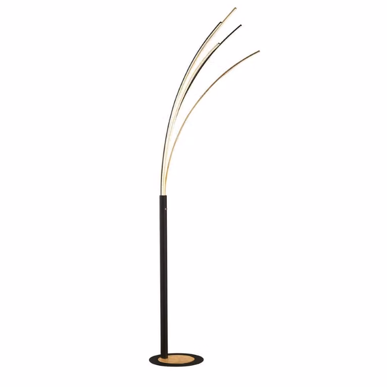 Fischer & Honsel Ellmau Design Booglamp LED Zwart/Goud met Dimfunctie