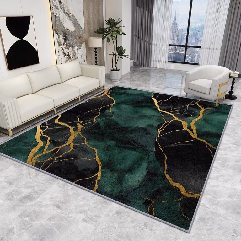 Abstract Marmerprint Vloerkleed van Zacht Polyester voor Woonkamer en Slaapkamer, 200 x 290 cm