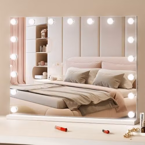 VEVOR Hollywood Make-upspiegel met LED-verlichting, wit, dimbaar met touch-bediening en USB-aansluiting, B: 80 cm