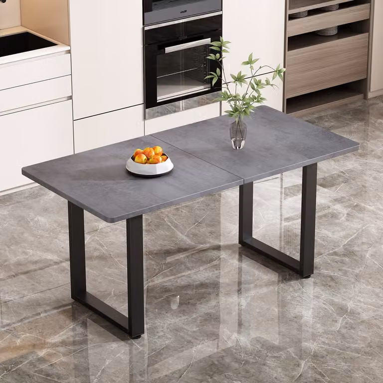 FloraGrace Eettafel - Industrieel Design - Zwart en Grijs - Spaanplaat en Metaal
