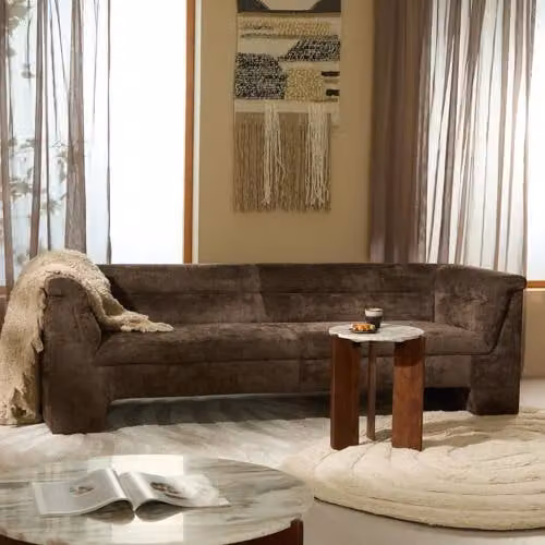 NOUS Living Rodez 3-zitsbank - Bruin - Retro stijl