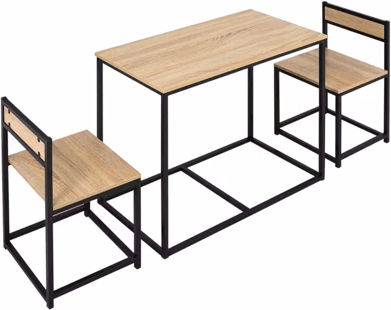 Zylaro Eethoek met eettafel en 2 stoelen met metalen frame