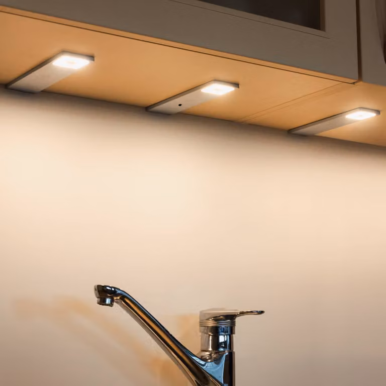 Heitronic Imola LED meubelverlichting set van 3, grijs/zink, modern en rechthoekig voor in de keuken of kast