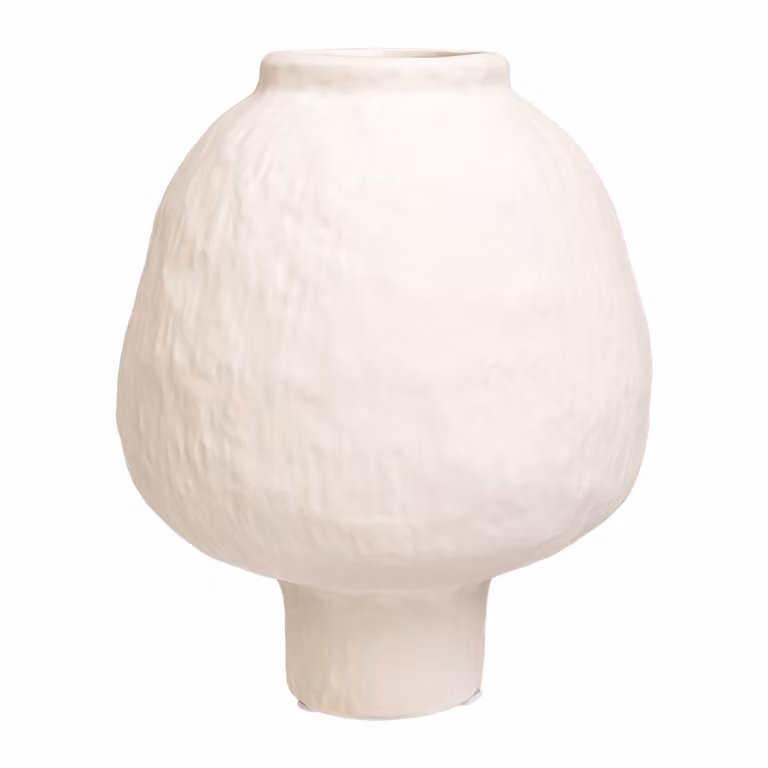QUVIO Japandi vaas bolvormig keramiek - Gebroken wit - Hoogte: 21 cm