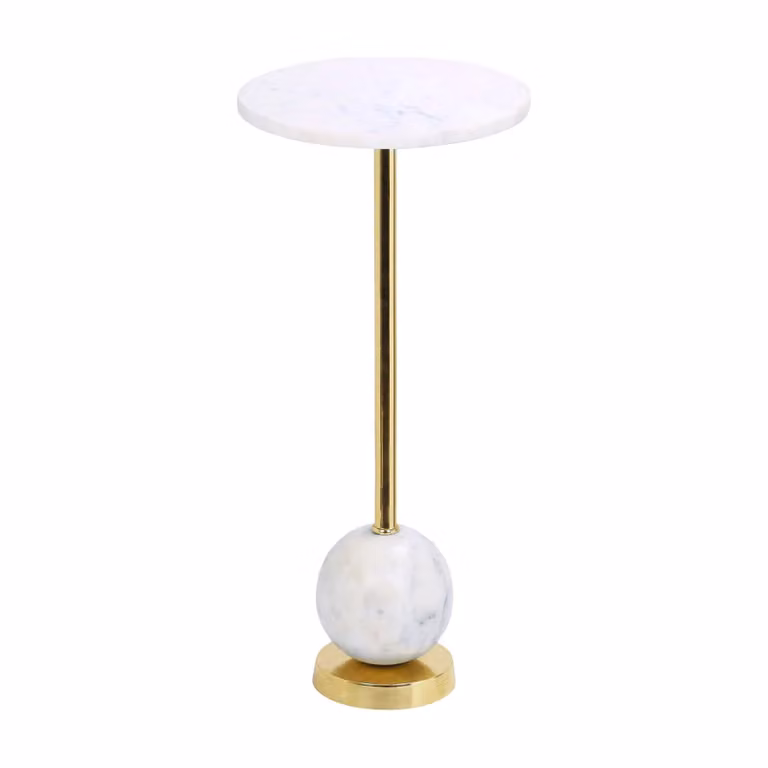 QUVIO Bijzettafel Marmerlook en Messing - Ø25 x 54 cm