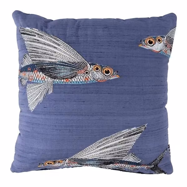 Moooi Embroidered Flying Coral Fish Blauw