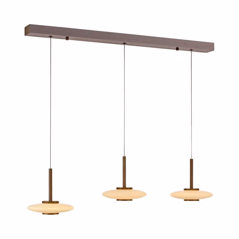 Paul Neuhaus Pure Vitrum design hanglamp, 3-lichts, bruin/wit, glas en aluminium