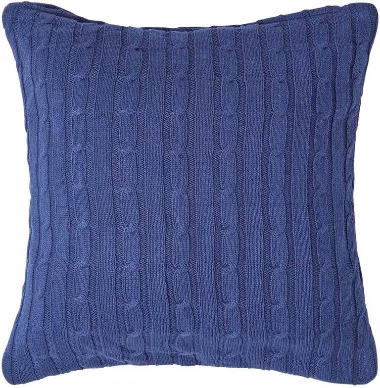Homescapes kabelgebreide kussenhoes donkerblauw, 100% katoen, 45 x 45 cm