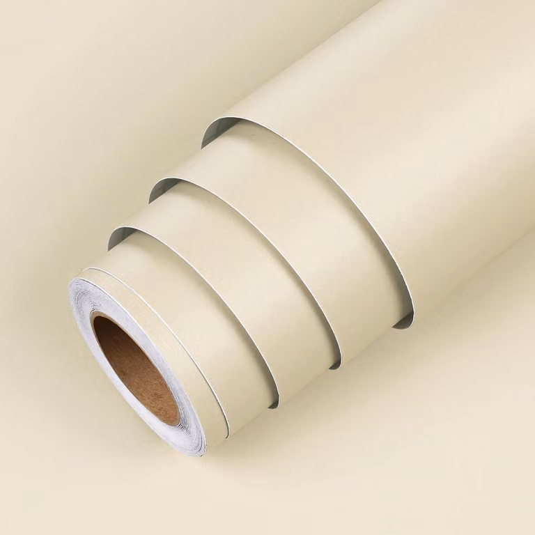 Behang beige crème effen voor muur in vinyl, Breedte: 30 cm, Lengte: 400 cm