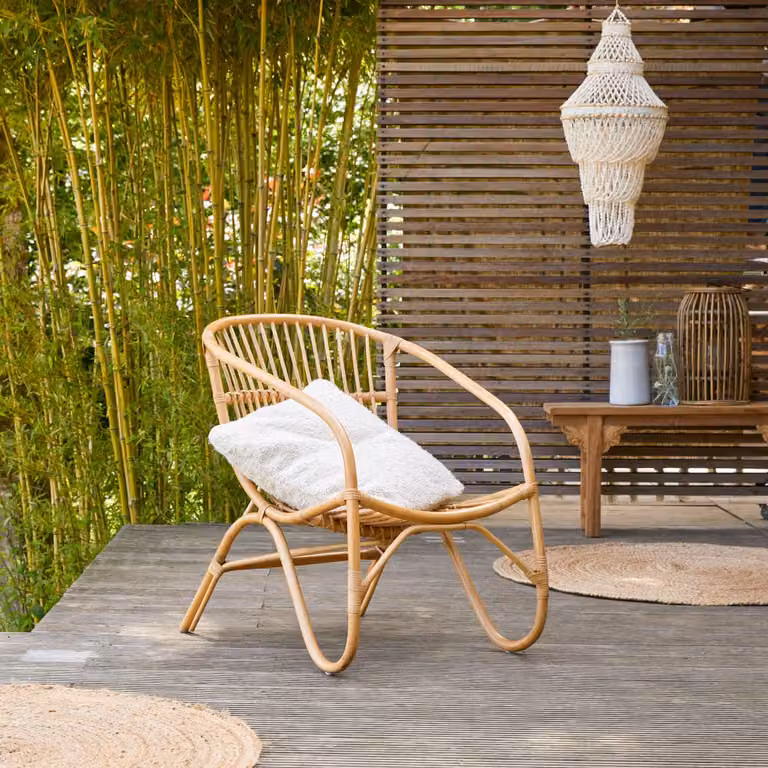 Tikamoon Rotan tuinstoel Vintage Rattan met armleuningen - Naturel