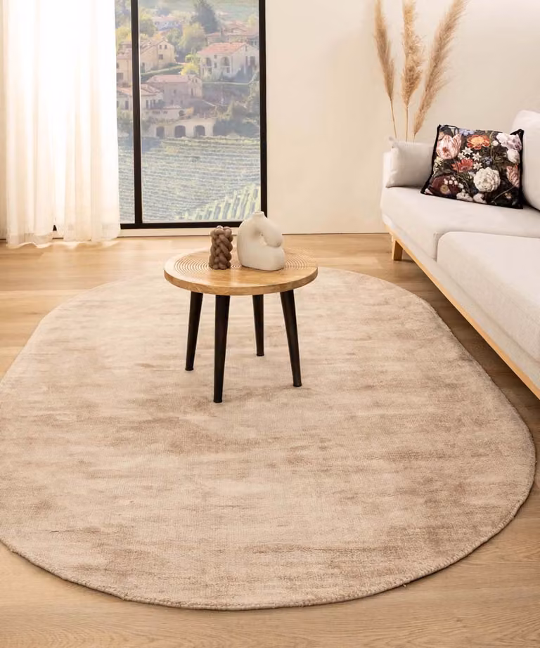 Glamour Viscose Vloerkleed Ovaal - Beige - 250 x 360 cm