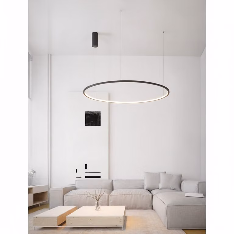 Lyora Ronde hanglamp Tarquin zwart Ø 100cm