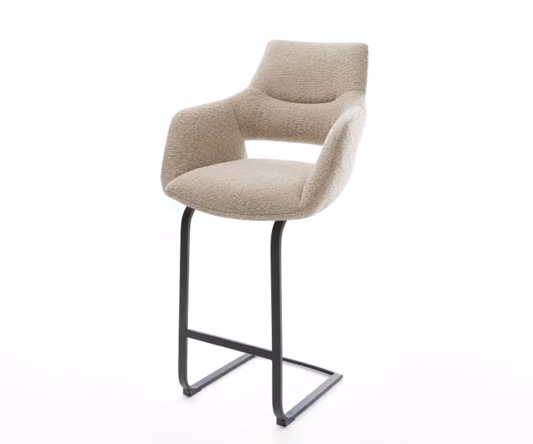 DELIFE Barstoel Yago-Flex Bouclé Mud met Vrijkantelframe en Pocketvering in Zwart