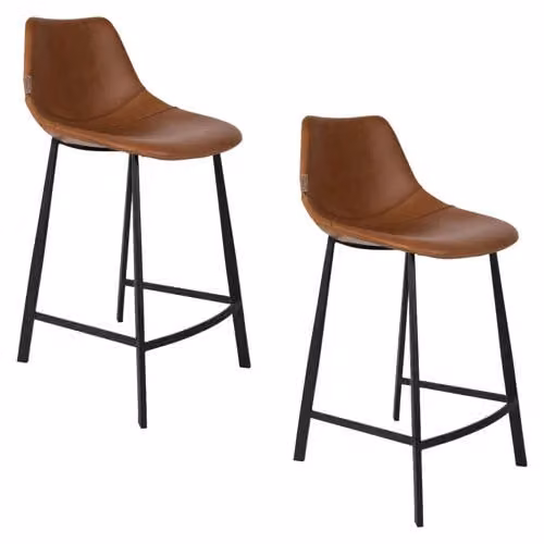 Dutchbone Franky Counter barkruk set van 2 met faux leer en metalen frame
