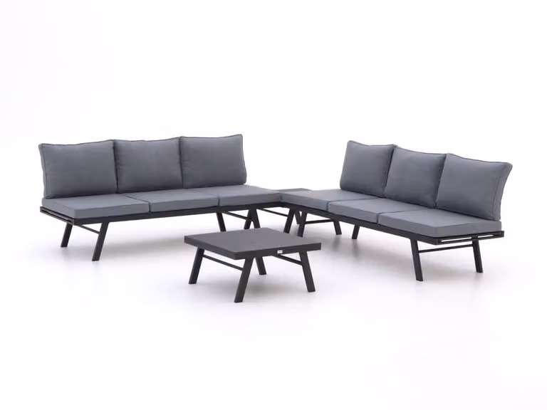 Forza Furniture Hoek loungeset voor 6 personen, Grijs, Aluminium met Textiel