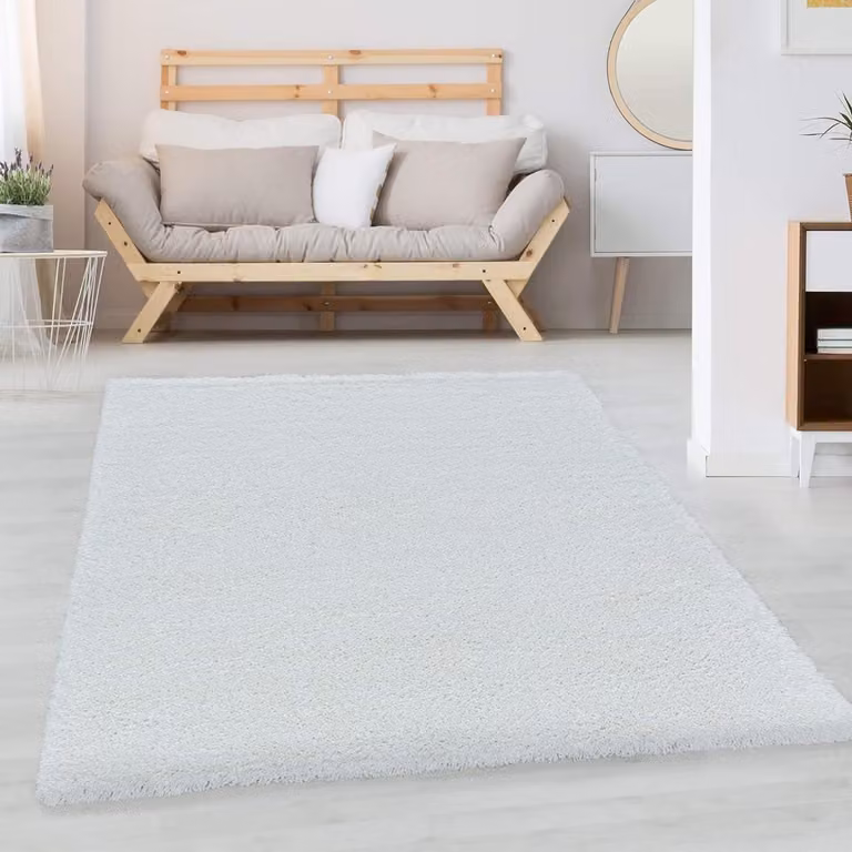 Wit hoogpolig vloerkleed voor de woonkamer, slaapkamer of eetkamer - 120 x 170 cm