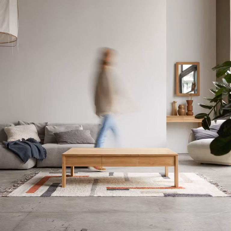 Tikamoon Eden salontafel van massief teakhout - Bruin - B: 80 cm, D: 80 cm, H: 35 cm