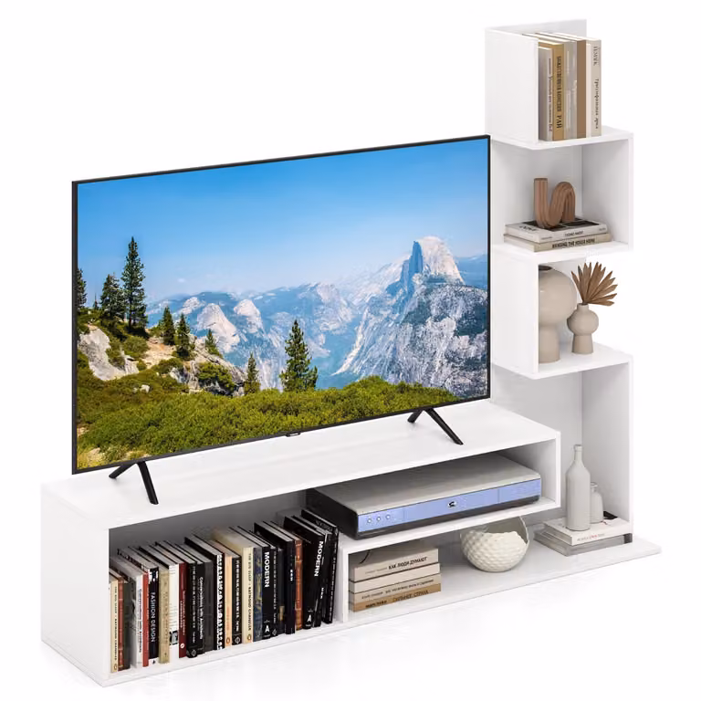 Costway Moderne Kubus TV-Standaard met Media Compartimenten voor de Woonkamer, Slaapkamer of Hal