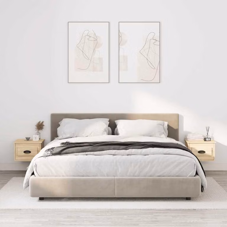Set van 2 moderne wandtafels als nachtkastjes in Sonoma Eiken, B/D/H: 41,5 x 36 x 28 cm