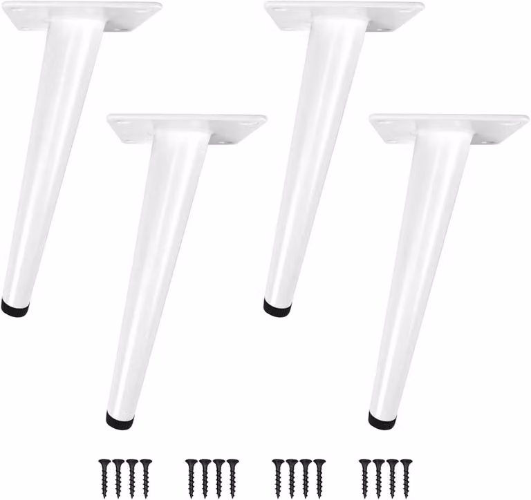 Set van 4 kegelvormige meubelpoten van metaal voor kasten en tv-meubels met antislip rubberen basis