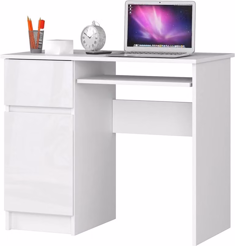Bureau met kast en afsluitbare lade voor thuiswerken of studeren, B/D/H: 90 x 50 x 77 cm