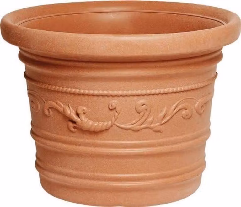 Ronde Schaal Bloempot Terracotta met Dubbele Rand en Scallop Detail