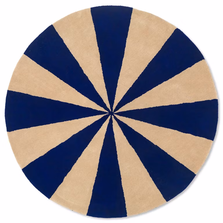 Ferm Living Arch handgetuft rond tapijt - Blauw/Off-white - Ø 130 cm