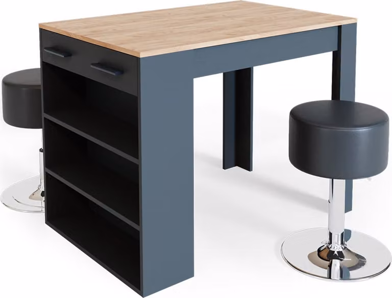 Vicco Repose Eettafelset met 2 krukken, Antraciet/Gouden Eik, Breedte: 100 cm, Diepte: 67 cm