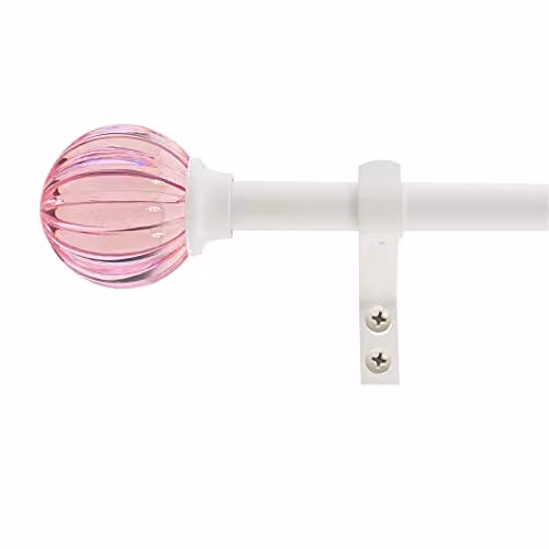 Decopolitan Gordijnstangset Geribbeld Roze, Breedte: 66 tot 122 cm