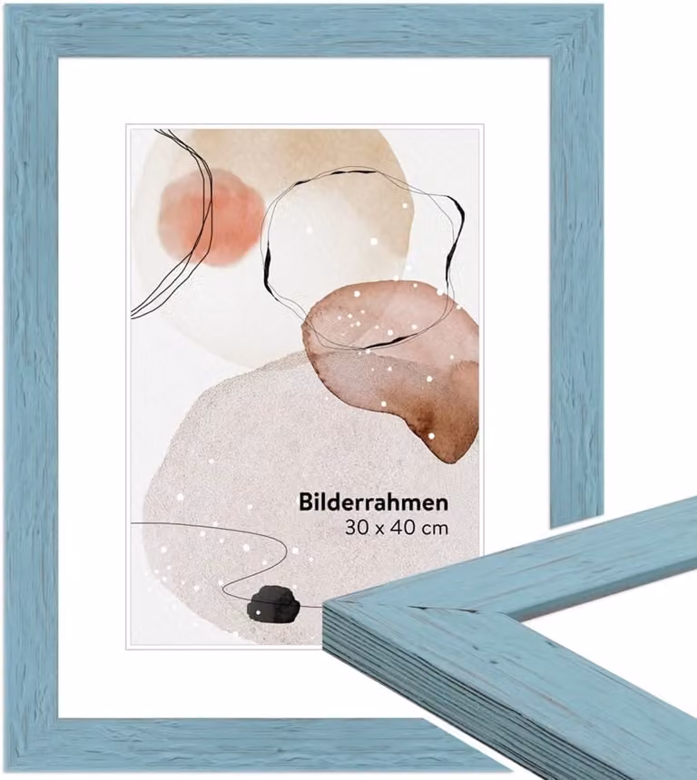 Blauwe Rustieke Houten Fotolijst in Landhuisstijl voor op Tafel