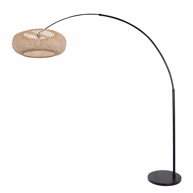 Steinhauer Sparkled booglamp zwart/beige van bamboe en metaal