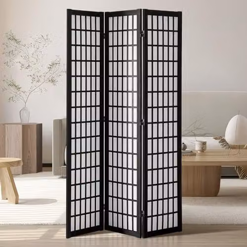 VEVOR 3-delige Japanse kamerverdeler, opvouwbaar houten privacyscherm in zwart, H 170 cm x B 120,43 cm