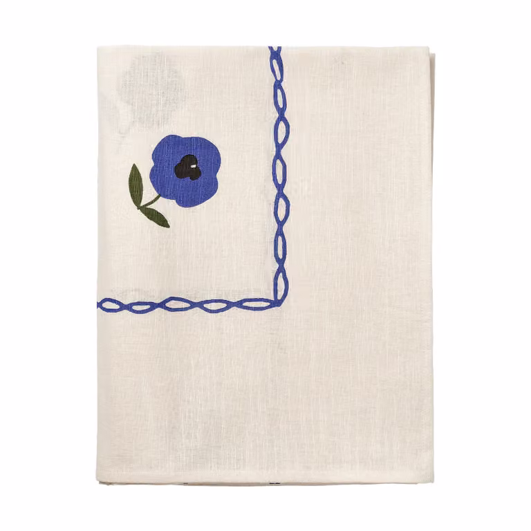 Pick a Poppy Madelen Möllard Pansy tafellaken Blue B: 250 cm, D: 150 cm