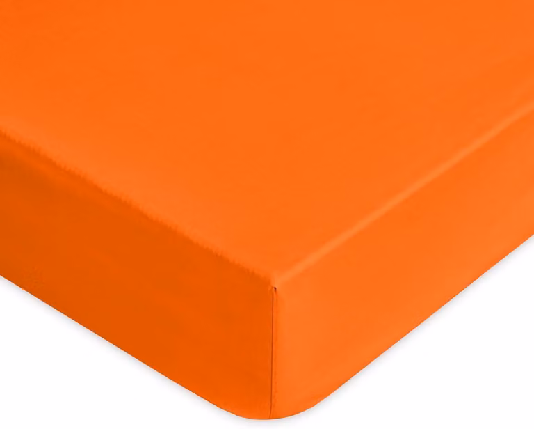 Oranje katoenen hoeslaken voor eenpersoonsbed 90x200 cm