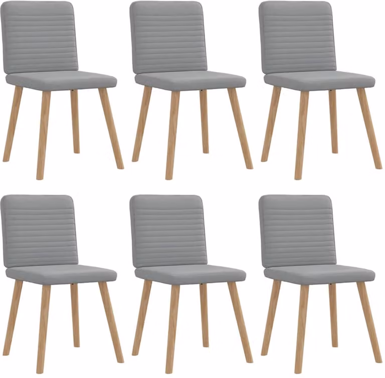 vidaXL Set van 6 Eetkamerstoelen in Lichtgrijs Stof