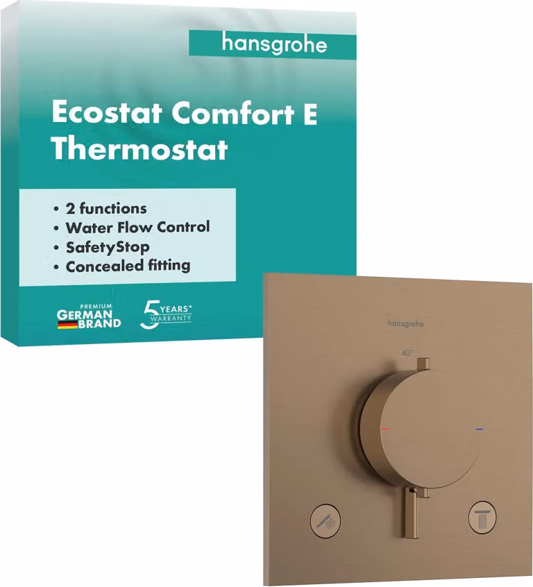 Hansgrohe Thermostat UP Ecostat Comfort E complete set voor 2 verbruikers met safety stop