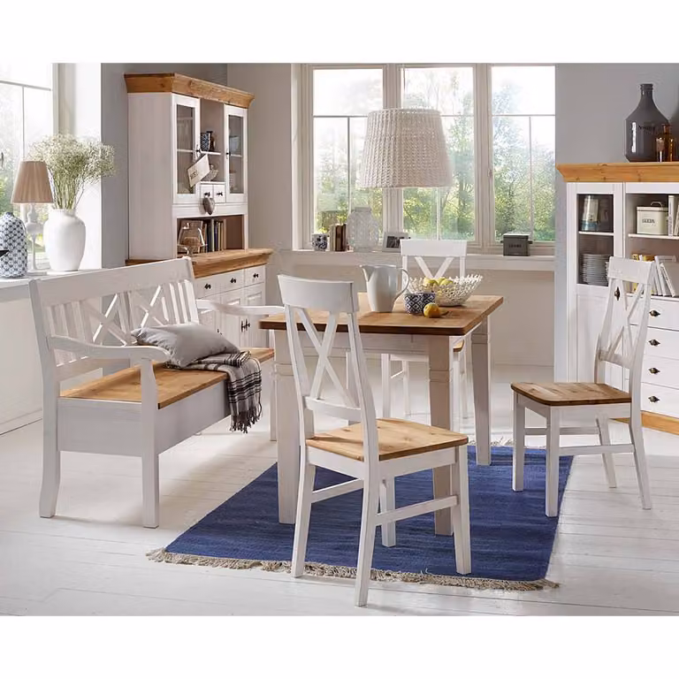 home24 Eettafel Scandinavisch Design van Grenenhout, Wit/Bruin, B/D: 78 x 78 cm