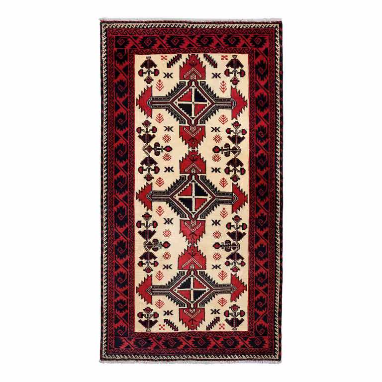 home24 Laagpolig vloerkleed Belutch multicolor wol B: 109 cm, D: 185 cm