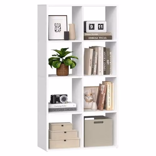 VASAGLE Custos Collection Boekenkast met 4 niveaus en open vakken, Wolkenwit, B: 30 cm, D: 98 cm, H: 130,2 cm