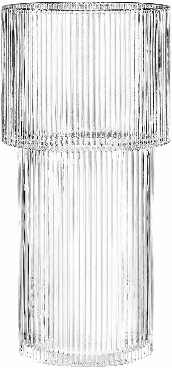 Transparante glazen vaas met geribbelde decoratie in Scandinavische stijl - H 245 x B 105 cm