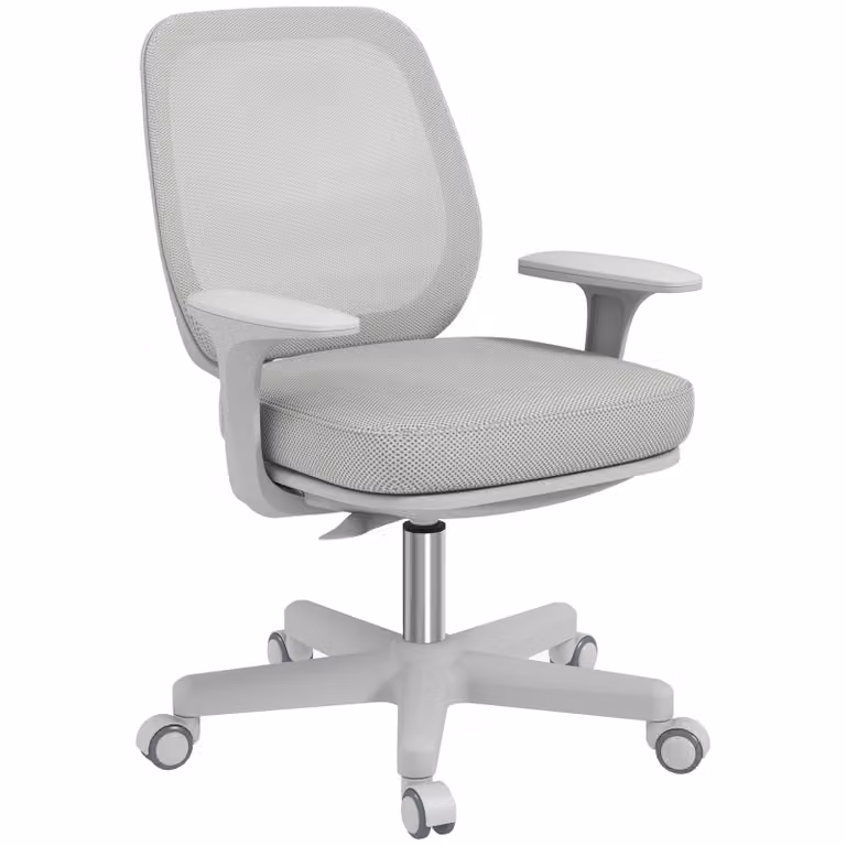 Vinsetto Ergonomische Bureaustoel met Ademende Stoffen Bekleding, Grijs, B/D/H: 55 x 48 x 82,5-94,5 cm